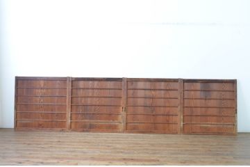 アンティーク建具　昔ながらの和を感じさせる舞良戸窓4枚セット(まいらど、板戸、引き戸)(R-065325)