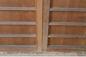 アンティーク建具　昔ながらの和を感じさせる大振りの舞良戸窓2枚セット(まいらど、板戸、引き戸)(R-065337)
