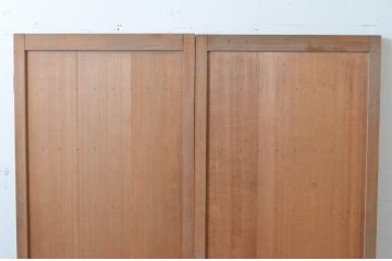 アンティーク建具　細かなマス目(升目)格子が美しい両開き扉1対(2枚セット)(きつね格子、狐格子、窓、木製戸)(R-065338)