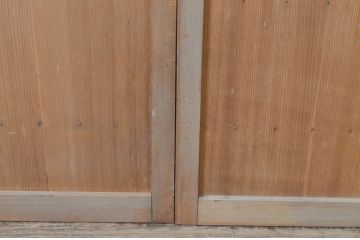アンティーク建具　細かなマス目(升目)格子が美しい両開き扉1対(2枚セット)(きつね格子、狐格子、窓、木製戸)(R-065338)