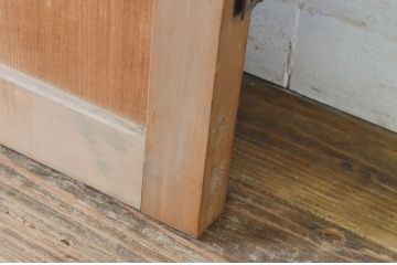 アンティーク建具　細かなマス目(升目)格子が美しい両開き扉1対(2枚セット)(きつね格子、狐格子、窓、木製戸)(R-065338)
