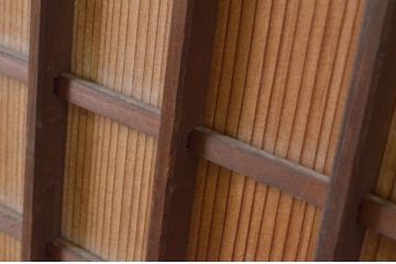 アンティーク建具　縦でも横でも使えるマス目(升目)格子の小さな扉1枚(きつね格子、狐格子、窓、木製戸)(R-065341)