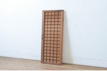 アンティーク建具　縦でも横でも使えるマス目(升目)格子の小さな扉1枚(きつね格子、狐格子、窓、木製戸)(R-065343)