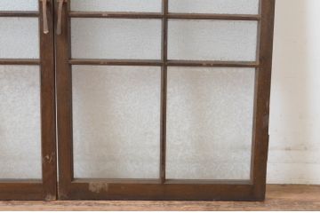 アンティーク建具　大正ロマン　古い洋館の両開き窓1対(2枚セット、一対、ガラス戸、引き戸)(R-065349)