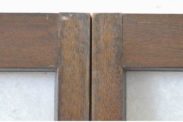 アンティーク建具　大正ロマン　古い洋館の両開き窓1対(2枚セット、一対、ガラス戸、引き戸)(R-065349)