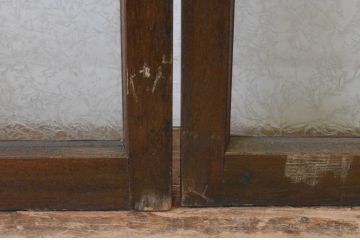 アンティーク建具　大正ロマン　古い洋館の両開き窓1対(2枚セット、一対、ガラス戸、引き戸)(R-065349)