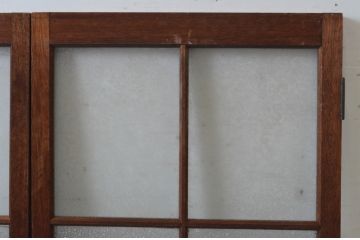 アンティーク建具　大正ロマン　古い洋館の両開き窓1対(2枚セット、一対、ガラス戸、引き戸)(R-065349)