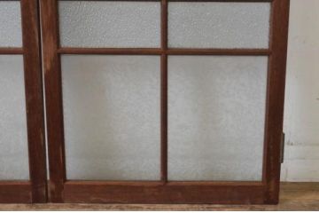 アンティーク建具　大正ロマン　古い洋館の両開き窓1対(2枚セット、一対、ガラス戸、引き戸)(R-065349)