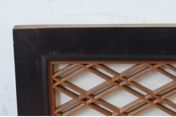 アンティーク建具　上品な黒漆枠が魅力の組子欄間1枚(明かり取り、明り取り)(R-065352)