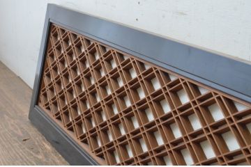 アンティーク建具　上品な黒漆枠が魅力の組子欄間1枚(明かり取り、明り取り)(R-065352)