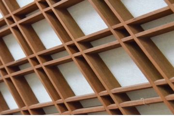 アンティーク建具　上品な黒漆枠が魅力の組子欄間1枚(明かり取り、明り取り)(R-065352)