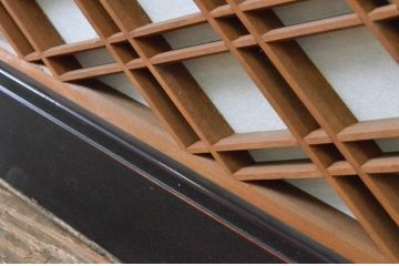 アンティーク建具　上品な黒漆枠が魅力の組子欄間1枚(明かり取り、明り取り)(R-065352)