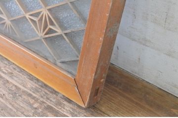 アンティーク建具　組子細工が上品な両面ガラス入り欄間1枚(明かり取り、明り取り)(R-065354)