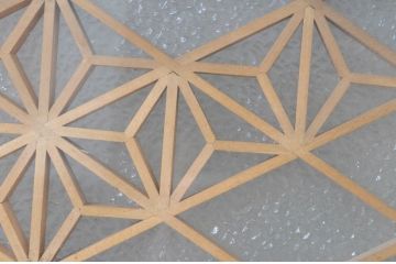 アンティーク建具　組子細工が上品な両面ガラス入り欄間1枚(明かり取り、明り取り)(R-065354)