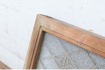アンティーク建具　組子細工が上品な両面ガラス入り欄間1枚(明かり取り、明り取り)(R-065354)