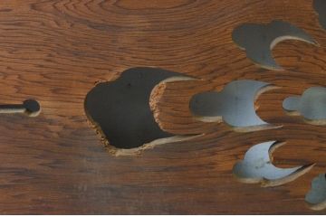 アンティーク建具　落ち着きのある透かし彫りが魅力の欄間2枚セット(明かり取り、明り取り)(R-065355)