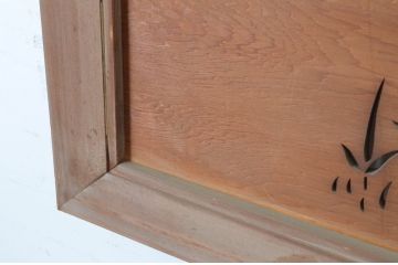 アンティーク建具　野でたわむれる鳥が透かし彫りで表現された欄間2枚セット(明かり取り、明り取り)(R-065357)