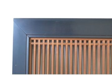 アンティーク建具　特大サイズ!!黒漆塗り枠が美しい存在感のある格子欄間2枚セット(明かり取り、明り取り)(R-065358)