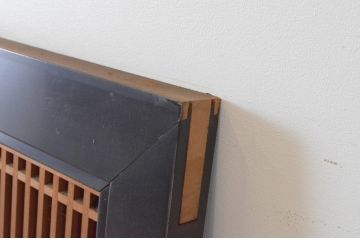 アンティーク建具　特大サイズ!!黒漆塗り枠が美しい存在感のある格子欄間2枚セット(明かり取り、明り取り)(R-065358)