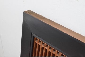アンティーク建具　特大サイズ!!黒漆塗り枠が美しい存在感のある格子欄間2枚セット(明かり取り、明り取り)(R-065358)