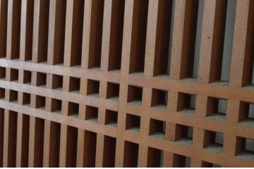 アンティーク建具　特大サイズ!!黒漆塗り枠が美しい存在感のある格子欄間2枚セット(明かり取り、明り取り)(R-065358)