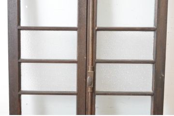 アンティーク建具　大正ロマンの古い洋館で使われていたグレモン錠付き両開き窓と明かり取りのセット(突き出し窓、ガラス扉、明かり取り、明り取り)(R-065360)
