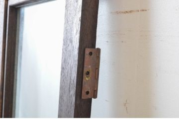 アンティーク建具　大正ロマンの古い洋館で使われていたグレモン錠付き両開き窓と明かり取りのセット(突き出し窓、ガラス扉、明かり取り、明り取り)(R-065360)
