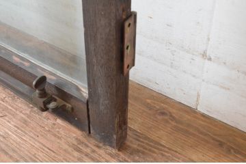 アンティーク建具　大正ロマンの古い洋館で使われていたグレモン錠付き両開き窓と明かり取りのセット(突き出し窓、ガラス扉、明かり取り、明り取り)(R-065360)