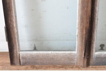 アンティーク建具　大正ロマンの古い洋館で使われていたグレモン錠付き両開き窓と明かり取りのセット(突き出し窓、ガラス扉、明かり取り、明り取り)(R-065360)