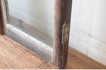 アンティーク建具　大正ロマンの古い洋館で使われていたグレモン錠付き両開き窓と明かり取りのセット(突き出し窓、ガラス扉、明かり取り、明り取り)(R-065360)