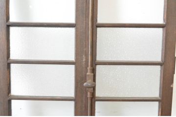 アンティーク建具　大正ロマンの古い洋館で使われていたグレモン錠付き両開き窓と明かり取りのセット(突き出し窓、ガラス扉、明かり取り、明り取り)(R-065361)