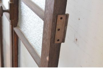 アンティーク建具　大正ロマンの古い洋館で使われていたグレモン錠付き両開き窓と明かり取りのセット(突き出し窓、ガラス扉、明かり取り、明り取り)(R-065361)