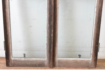 アンティーク建具　大正ロマンの古い洋館で使われていたグレモン錠付き両開き窓と明かり取りのセット(突き出し窓、ガラス扉、明かり取り、明り取り)(R-065361)