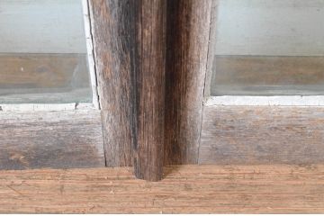 アンティーク建具　大正ロマンの古い洋館で使われていたグレモン錠付き両開き窓と明かり取りのセット(突き出し窓、ガラス扉、明かり取り、明り取り)(R-065361)