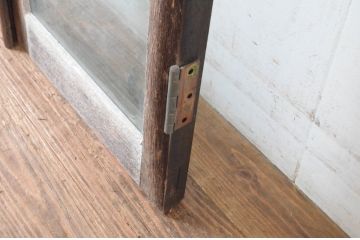 アンティーク建具　大正ロマンの古い洋館で使われていたグレモン錠付き両開き窓と明かり取りのセット(突き出し窓、ガラス扉、明かり取り、明り取り)(R-065361)
