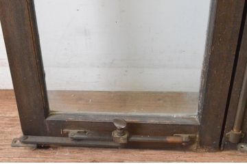 アンティーク建具　大正ロマン　古い洋館で使われていたグレモン錠付き両開き窓と明かり取りのセット(突き出し窓、ガラス扉、明り取り)(R-065362)