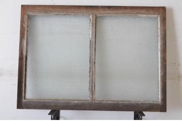 アンティーク建具　大正ロマン　古い洋館で使われていたグレモン錠付き両開き窓と明かり取りのセット(突き出し窓、ガラス扉、明り取り)(R-065362)