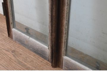 アンティーク建具　大正ロマン　古い洋館で使われていたグレモン錠付き両開き窓と明かり取りのセット(突き出し窓、ガラス扉、明り取り)(R-065362)