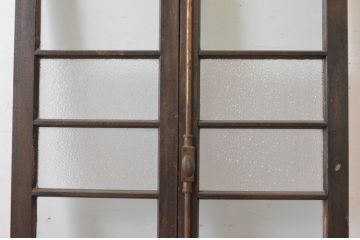 アンティーク建具　大正ロマン　古い洋館で使われていたグレモン錠付き両開き窓と明かり取りのセット(突き出し窓、ガラス扉、明り取り)(R-065363)