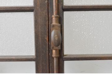 アンティーク建具　大正ロマン　古い洋館で使われていたグレモン錠付き両開き窓と明かり取りのセット(突き出し窓、ガラス扉、明り取り)(R-065363)