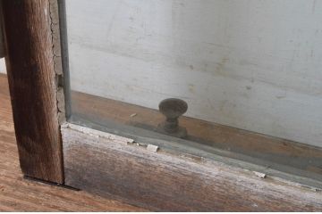 アンティーク建具　大正ロマン　古い洋館で使われていたグレモン錠付き両開き窓と明かり取りのセット(突き出し窓、ガラス扉、明り取り)(R-065363)