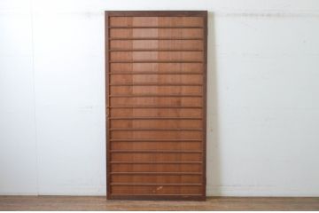 アンティーク建具　上質な銅製のつまみ付き舞良戸扉1枚(まいらど、板戸、ドア)(R-065365)