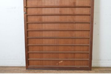 アンティーク建具　上質な銅製のつまみ付き舞良戸扉1枚(まいらど、板戸、ドア)(R-065365)