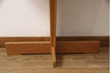 中古　岩手岩泉・純木家具　総欅(ケヤキ)材　天板一枚板　モダンデザインの引き出し付き!!上質な造りのコンソールテーブル(サイドテーブル、コーヒーテーブル、ナイトテーブル、エンドテーブル)(R-065390)