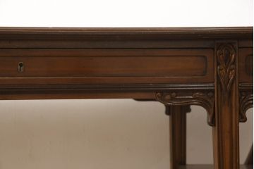 中古　美品　イタリア高級家具　メデア(Medea)　アールヌーボー　クラシカルな佇まいが魅力的なレザートップデスク(アールヌーヴォー、ワークデスク、机、テーブル、作業台、在宅用、在宅ワーク用)(R-065398)