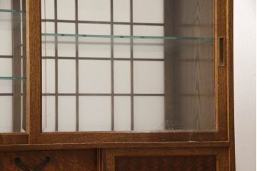 中古　美品　最高級品　江戸指物　桑網代　漆塗り　桑材・タモ材・桐材が使われた美しい杢目が魅力の茶棚(茶箪笥、飾り棚、収納棚)(定価推定約150万円)(R-065402)