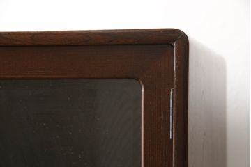 中古　美品　最高級品　指物工芸家具　欅(ケヤキ)材　柾目と板目が美しい総漆塗りの収納棚(ブックケース、本箱、書棚、キャビネット、戸棚、飾り棚)(定価推定約90万円)(R-065407)