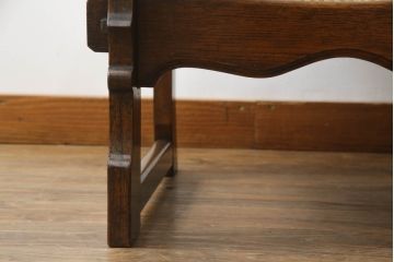 イギリスアンティーク　珍品　オーク材　2way　小供用の椅子にもなるエレガントな彫刻入りサイドテーブル(ベンチテーブル、イス、ダイニングチェア、カフェテーブル、コーヒーテーブル)(R-065411)