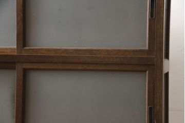 和製アンティーク　ナラ材(楢)　格納作業台付き!　ノスタルジックな雰囲気漂う二段重ね食器棚(カップボード、戸棚、収納棚、キャビネット、サイドボード)(R-065417)