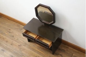 和製ビンテージ　松本民芸家具　絶版品!　#303型　オクタゴンのフレームが目を引く八角鏡台(ドレッサー、ミラー、化粧台、ヴィンテージ)(R-065420)